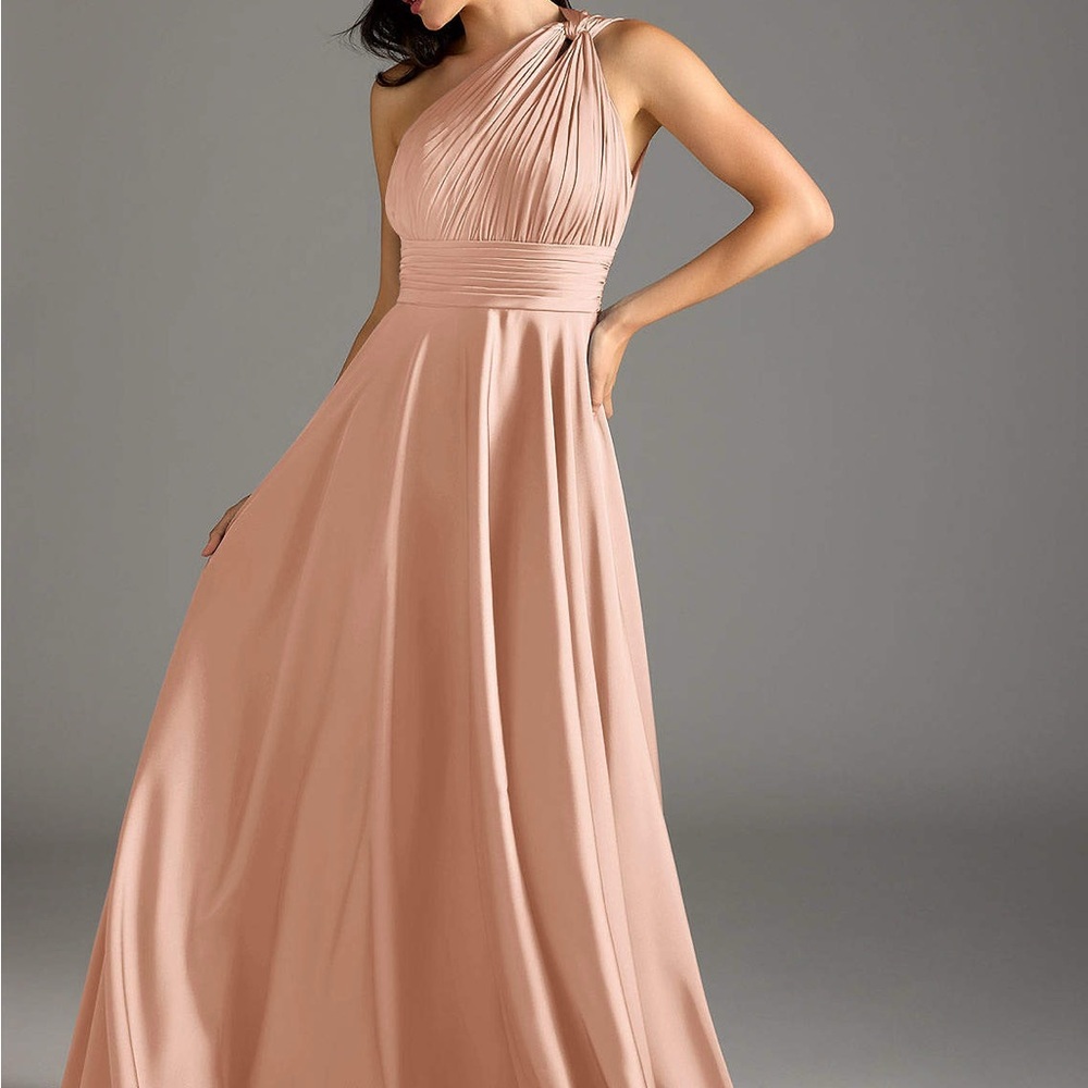 Azazie Charlize One Shoulder Rose Gold Dress